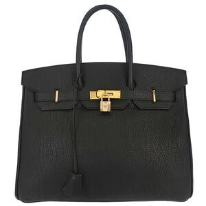 Hermes Birkin Black Togo With Gold Hardware Black Calfskin Handbag